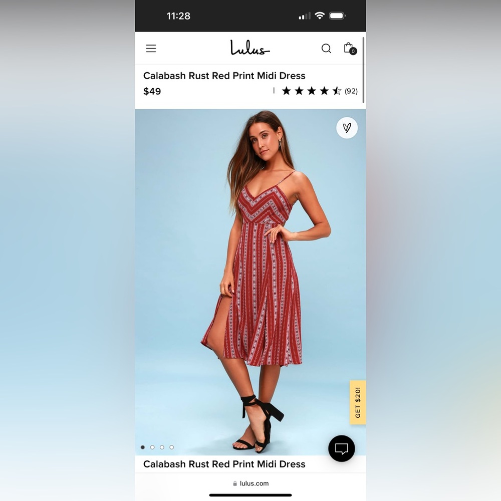 Calabash Rust Red Print Midi Dress XS